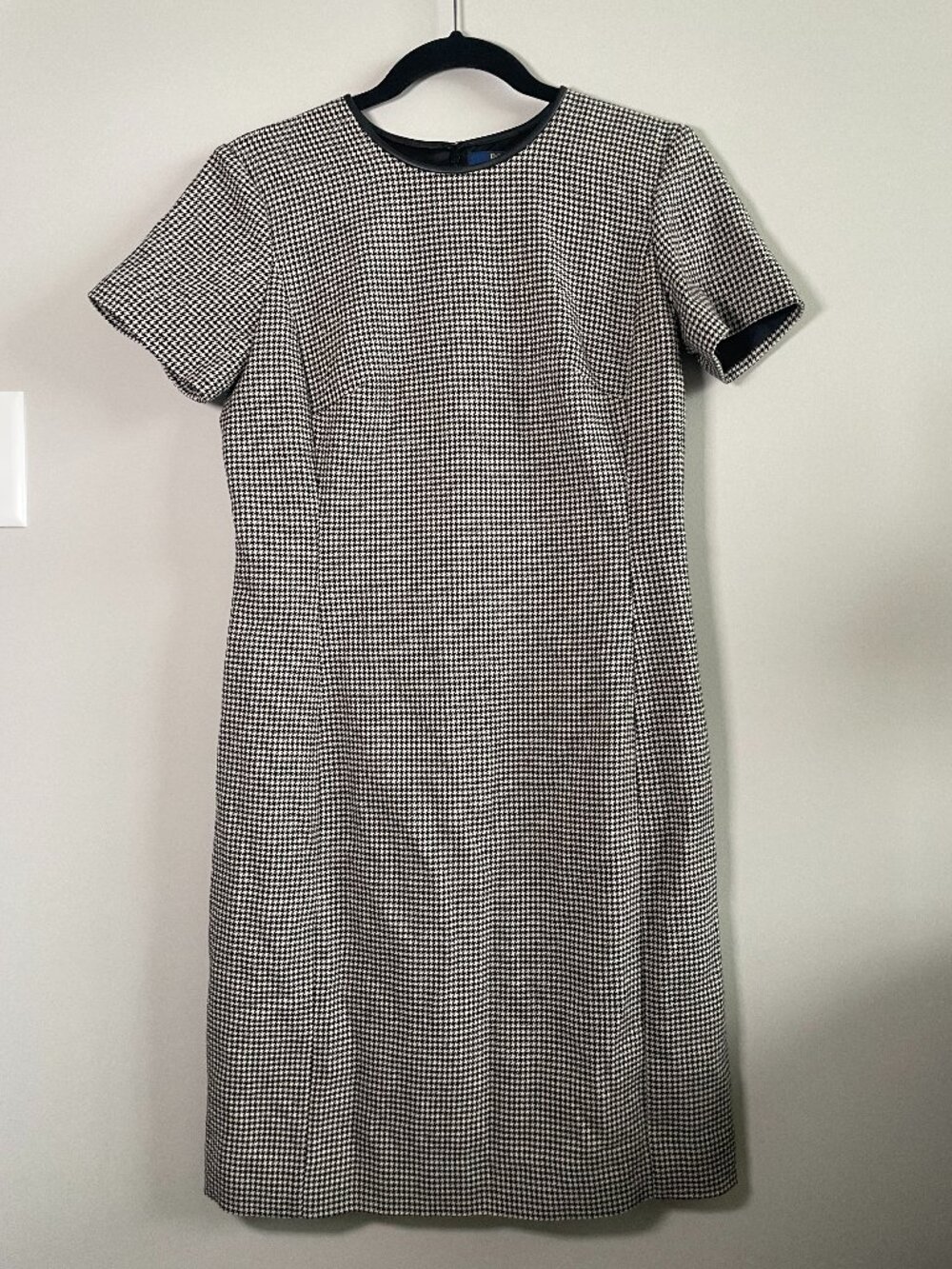 Polo Ralph Lauren Houndstooth Wool Blend Dress Faux Leather Trim Sz 4